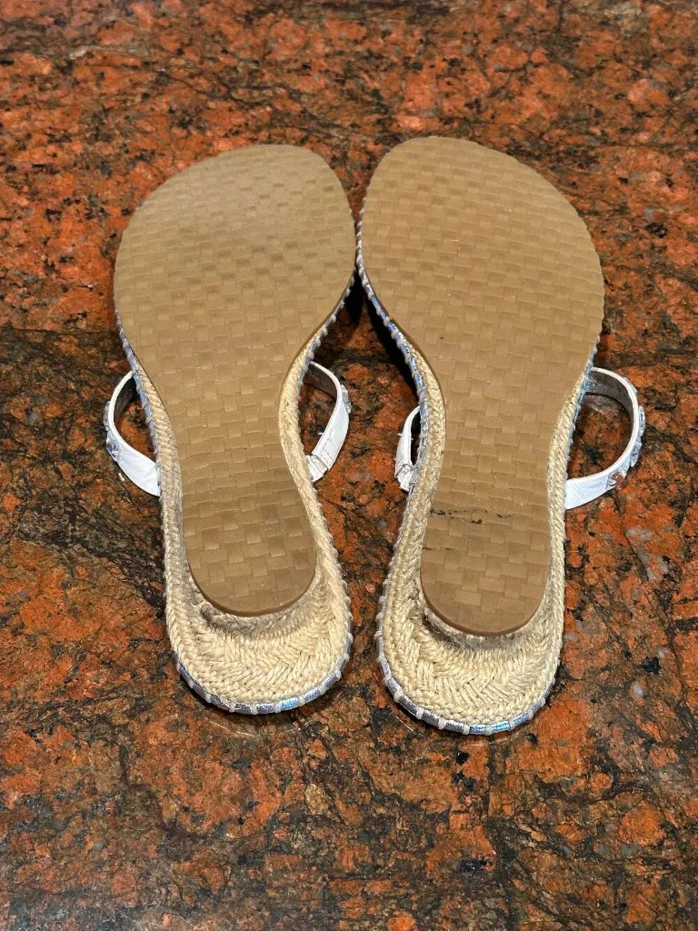 Cole Haan Kalla Thong White Leather T-Strap Rhinestone Accent Sandals, 8.5 M